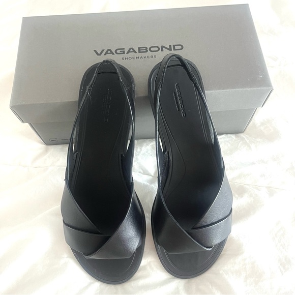 Vagabond Tia 2.0 Slingback Sandal (Size 37) Black Leather (NWT)